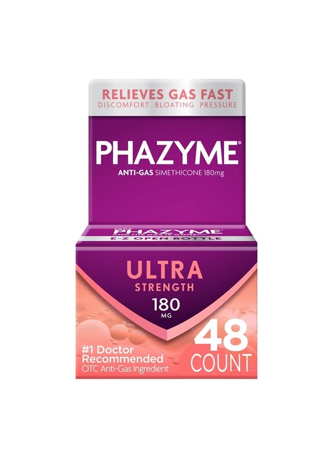 Phazyme Ultra Strength Gas & Bloating Relief, Works in Minutes, 48 Fast Gels  - Image 1