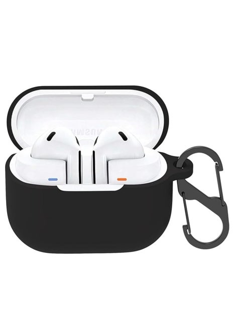 حافظة لهاتف Samsung Galaxy Buds 3/3 Pro، حافظة واقية من السيليكون الناعم المقاوم للصدمات والخدوش مع حلقة تثبيت متوافقة مع Samsung Galaxy Buds 3/3 Pro (أسود)