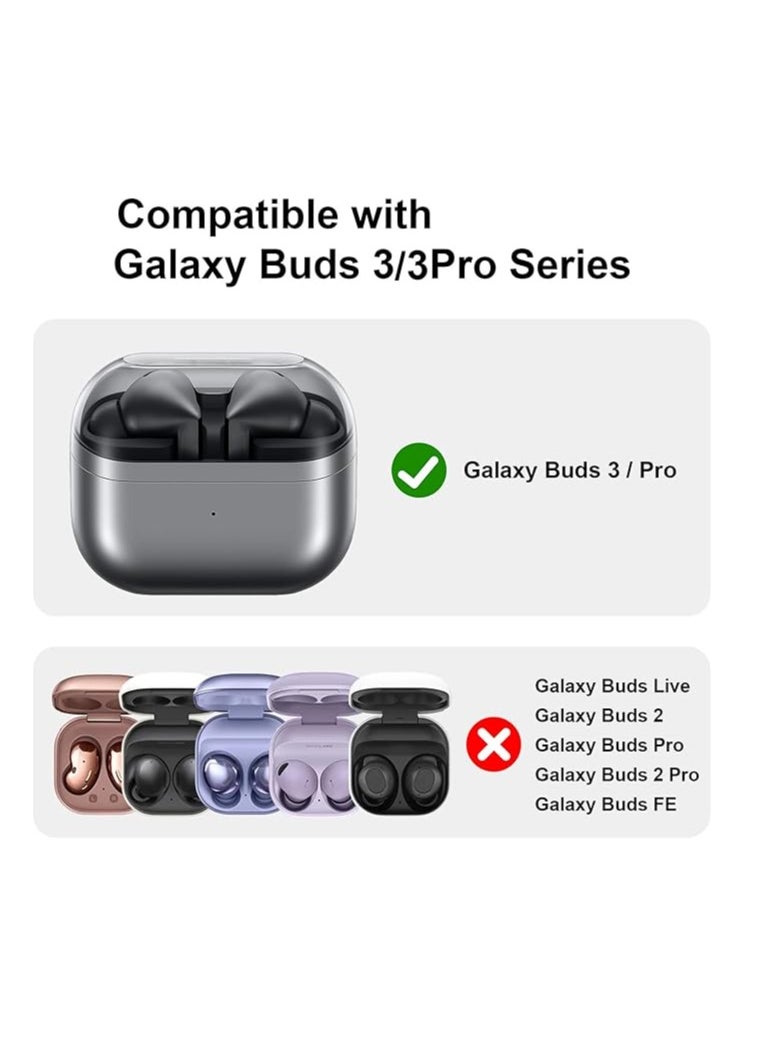 ماركة غير محددة - حافظة لهاتف Samsung Galaxy Buds 3/3 Pro، حافظة واقية من السيليكون الناعم المقاوم للصدمات والخدوش مع حلقة تثبيت متوافقة مع Samsung Galaxy Buds 3/3 Pro (أسود) - Image 1
