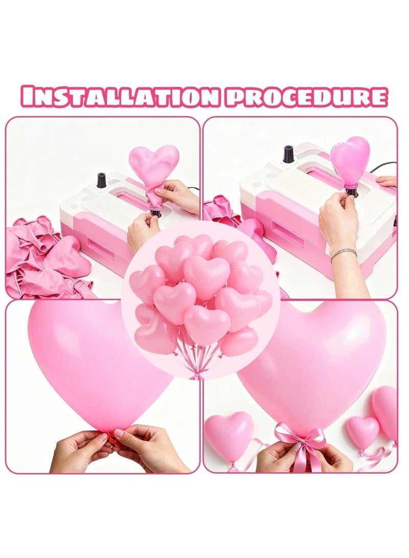 Jolley Pink Heart Latex Balloon Red Heart Balloon Decorative Set with Hanging Streamer for Valentine's Day, Proposal, Romantic Wedding Party 50pcs - Image 3