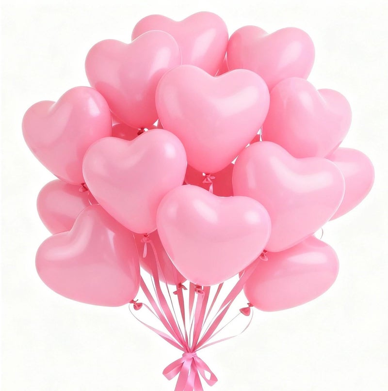 Jolley Pink Heart Latex Balloon Red Heart Balloon Decorative Set with Hanging Streamer for Valentine's Day, Proposal, Romantic Wedding Party 50pcs - Image 1