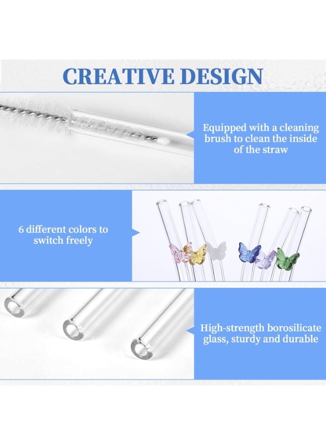 Set of 4 Glass Straws – Reusable Butterfly Shape for Hot & Cold Beverages-with Cleaning Brush - Image 5