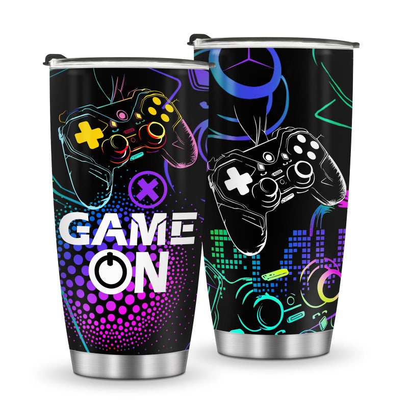 Jekeno Gamer Mug Tumbler Boys Gifts  Gaming Gamepad Presents for Kids Teens Men Son Dad Boyfriend Husband Father Easter Birthday Christmas Video Game Controller Cup 20oz Stainless Steel