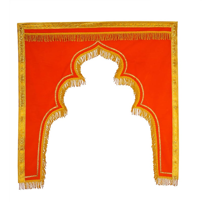 PRIYAKANT SAFAWALA PRIYAKANT SAFAWALA Ganpati Decoration Background Orange Colour Kamani Ideas at Home Door Festival Temple and Ganesh Chaturthi Special Decoration Use It 3 Feet X 3 Feet