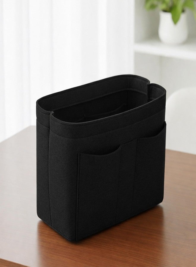 SYUTAM Women Felt Purse Organizer Insert for Ladies Handbag, Tote, Hobo Bag Storage & Purse Divider, Multiple Storage Compartment - Black (13.8x3.35x5.9) inch (Slender L) - Image 2