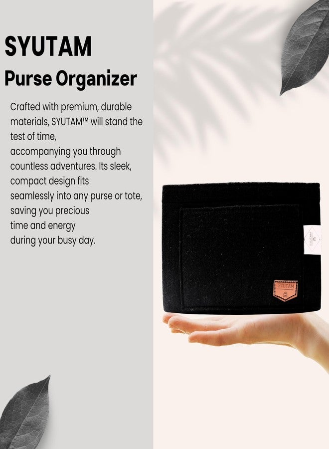 SYUTAM Women Felt Purse Organizer Insert for Ladies Handbag, Tote, Hobo Bag Storage & Purse Divider, Multiple Storage Compartment - Black (13.8x3.35x5.9) inch (Slender L) - Image 5