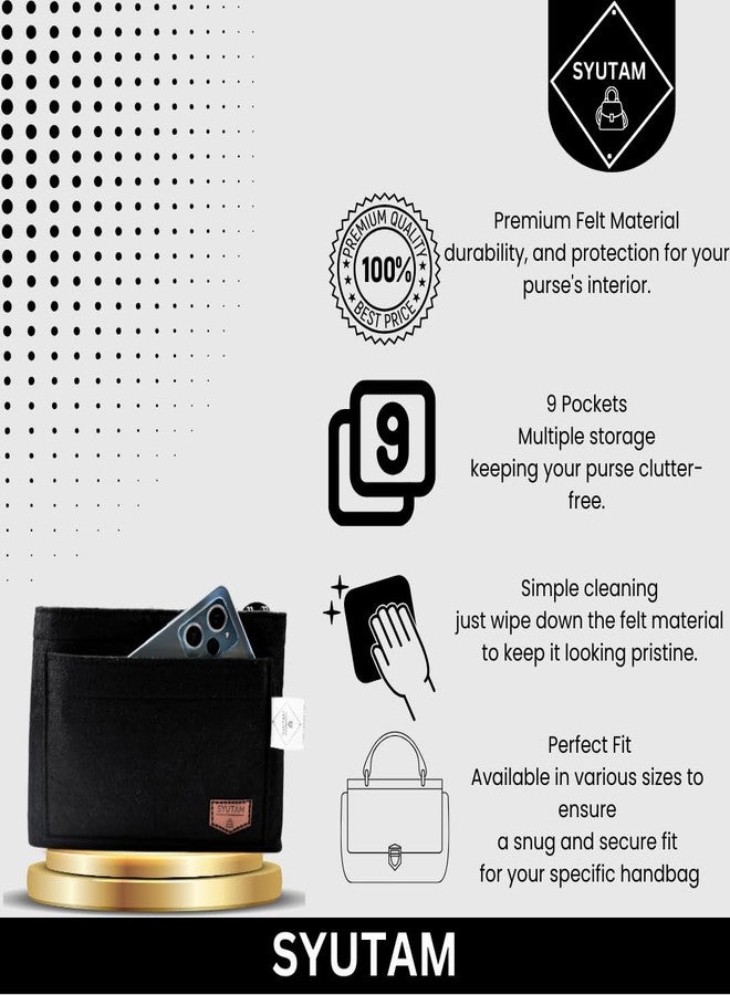 SYUTAM Women Felt Purse Organizer Insert for Ladies Handbag, Tote, Hobo Bag Storage & Purse Divider, Multiple Storage Compartment - Black (13.8x3.35x5.9) inch (Slender L) - Image 4