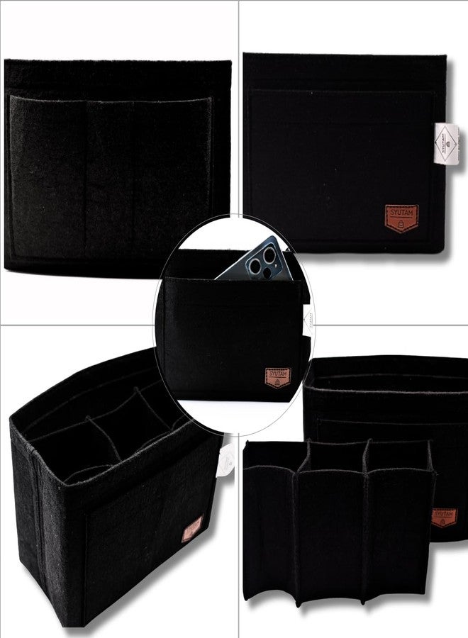 SYUTAM Women Felt Purse Organizer Insert for Ladies Handbag, Tote, Hobo Bag Storage & Purse Divider, Multiple Storage Compartment - Black (13.8x3.35x5.9) inch (Slender L) - Image 3