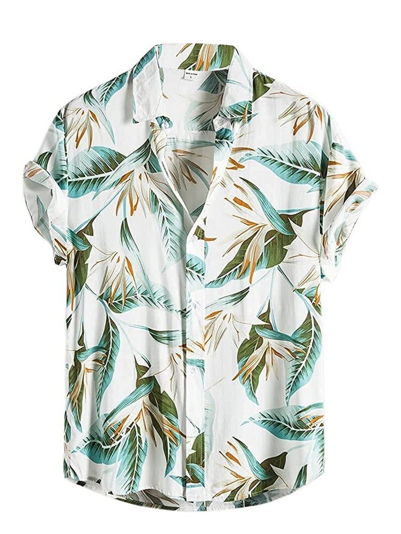 LookMark Men's Cotton Blend Stitched Printed Half Sleeve Regular Fit Shirt(Printed Regular Fit Shirt Elias-S) White - Image 5