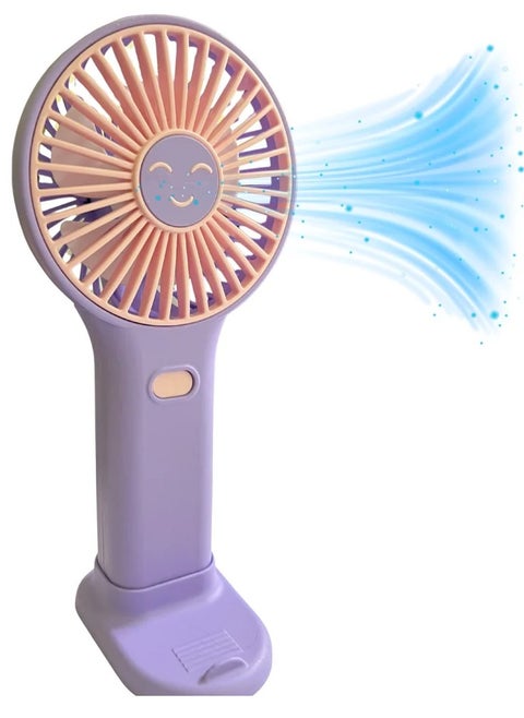 Mini handheld fan HK59-12 , cute design with bright  colors, small size and easy to carry by hand or put in bag, equipped with USB rechargeable battery, on/off button 3 speeds , nice summer and birthday gift for kids and adults, high quality and easy to use