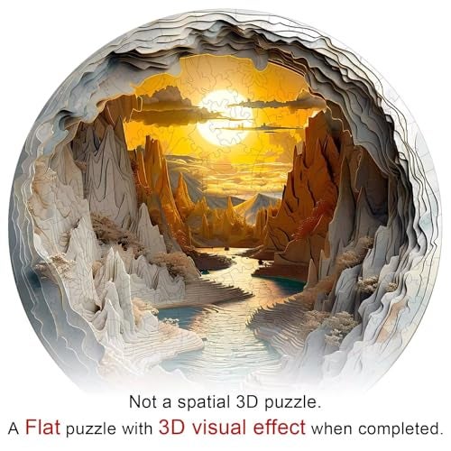 Jollitot 3D Vision Inside Mountain Range Sunrise Sunset Winding River Valley Puzzles 200 Pieces 114x113in Gifts Adults - Image 5