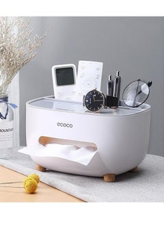Generic Tissue Holder, Tissue Box Cover with Storage Space, Desktop Storage Box, Tissue Holder Dispenser Suitable for Nightstand, Dresser, Kitchen, Countertop, Bathroom, Office Table - White  - Image 1
