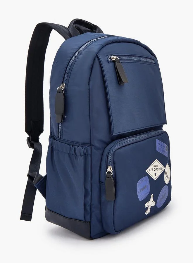 Lee Cooper NAVY Logo Print Backpack With Padded Straps for Women | Best Price UAE