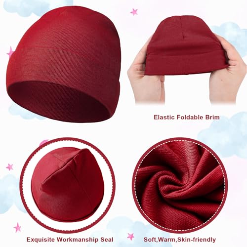 Newcotte 6 Pcs Preemie Baby Hats Cotton Preemie Caps Warm Newborn Beanie Premature Hat for Nicu Premature Boy Girl(Stylish Color,Dark Style) - Image 5