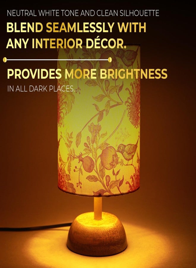 Lexton Birds & Floral Print Table Lamp with Wooden Base | Decorative Bedside Lamp for Sofa Side, Study Table & Home Decor | Elegant Accent Light for Your House | Bulb Not Included - Image 3