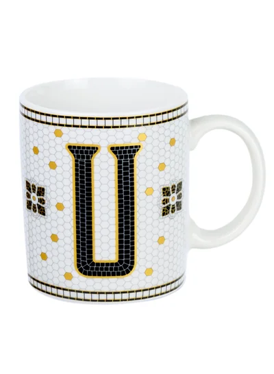 Cuisine Art Cuisine Art Letter U Printed Porcelain Ceramic Tea Coffee Mug 300ml - Stylish and Durable Mug for Hot Beverages