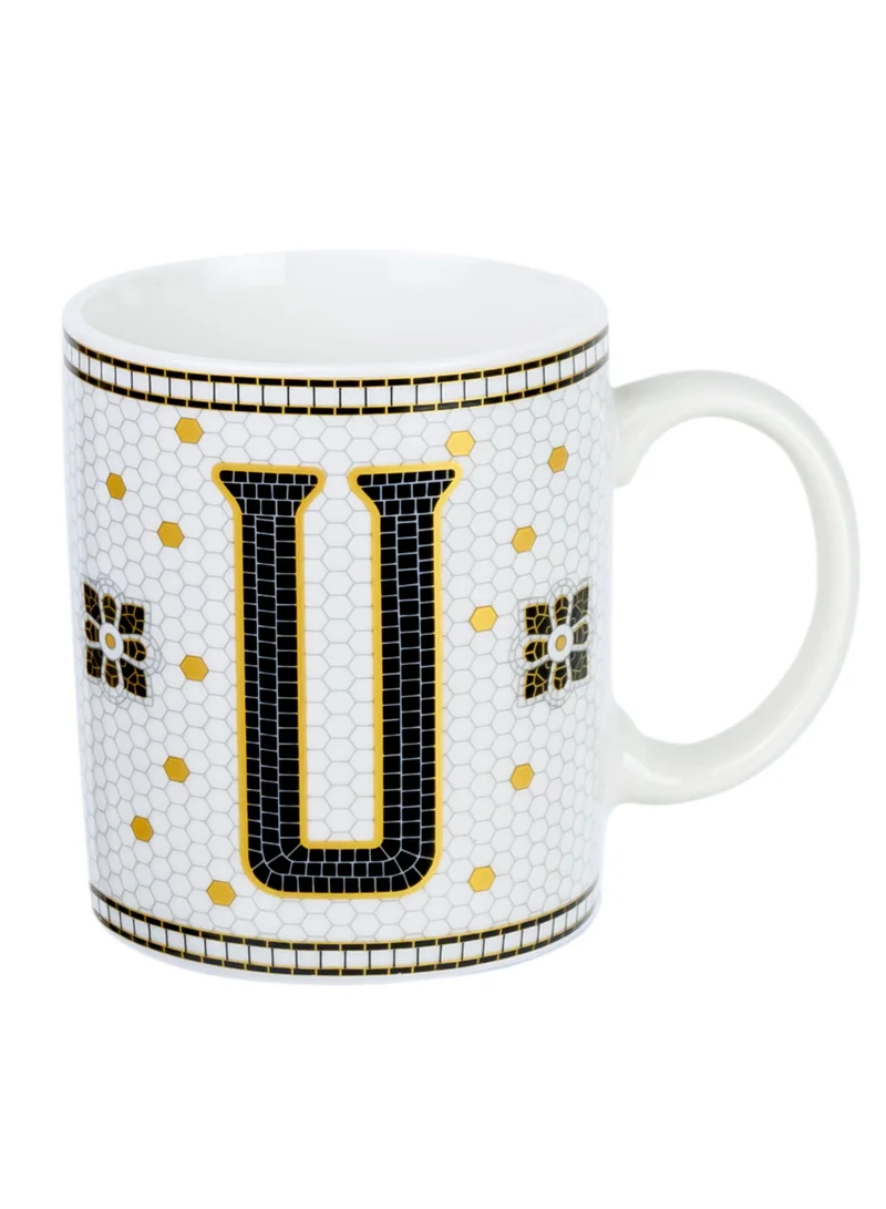 Cuisine Art Cuisine Art Letter U Printed Porcelain Ceramic Tea Coffee Mug 300ml - Stylish and Durable Mug for Hot Beverages