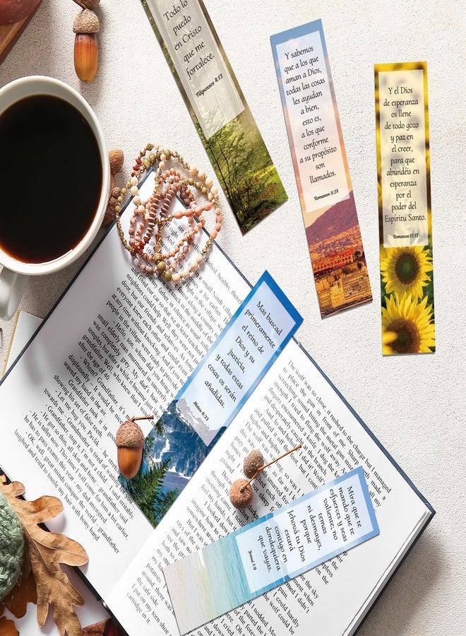 Wxiben مجموعة فواصل كتب مسيحية إسبانية من Wxiben - 50 قطعة من فواصل الكتب بآيات من الكتاب المقدس، فواصل كتب دينية ملهمة، فواصل صفحات برسومات مناظر طبيعية، مشابك لعشاق الكتب والطلاب والمعلمين والقراء المسيحيين - Image 5