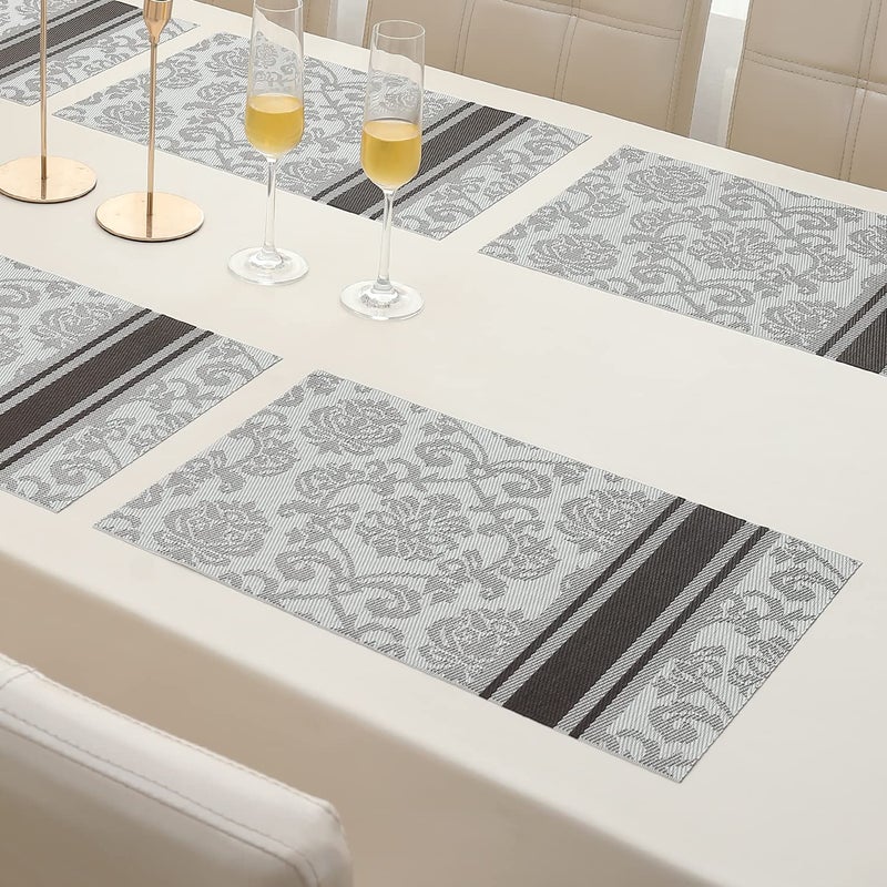 HOKIPO Pvc Washable 6 Pieces Dining Table Mats - 45X30 Cm (Ar1404, Polyvinyl Chloride) - Image 1