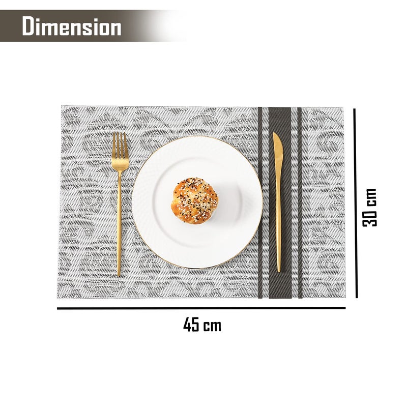 HOKIPO Pvc Washable 6 Pieces Dining Table Mats - 45X30 Cm (Ar1404, Polyvinyl Chloride) - Image 4