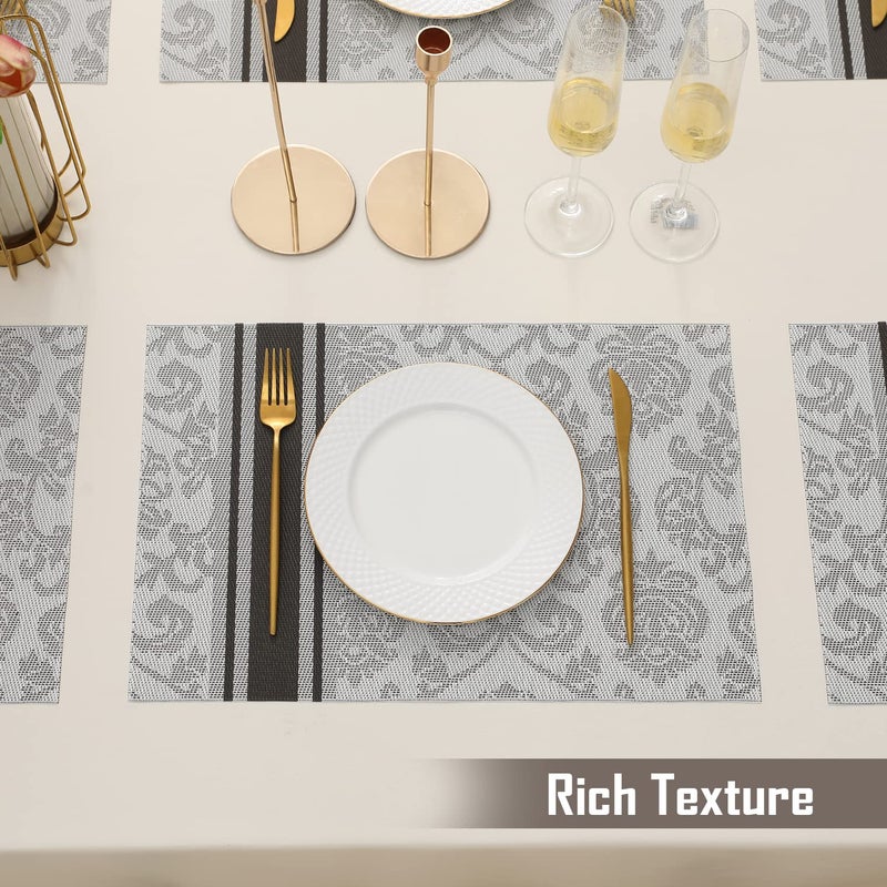 HOKIPO Pvc Washable 6 Pieces Dining Table Mats - 45X30 Cm (Ar1404, Polyvinyl Chloride) - Image 3