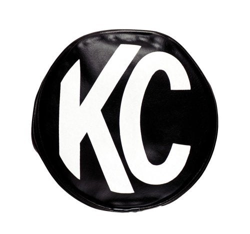 KC HiLiTES 5400 5" Round Black Vinyl Light Cover w/ White KC Logo - Set of 2 - Image 4