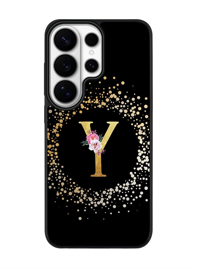 For Samsung Galaxy S26 Ultra Case, [Compatible with MagSafe] Slim Magnetic cover Phone Case - Custom Monogram Floral - Y ( Black )