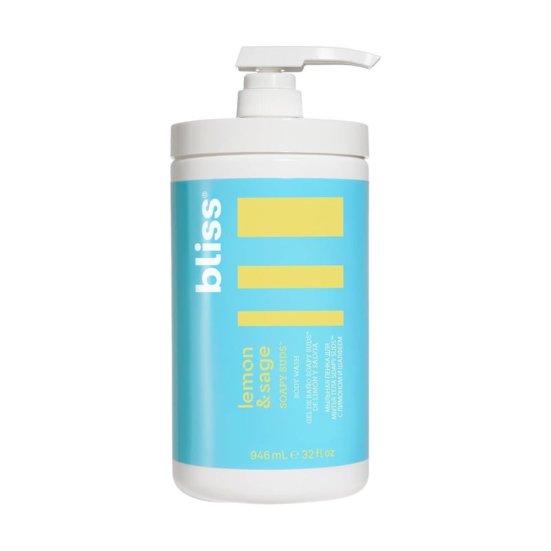 Bliss Soapy Suds Body Wash  Lemon and Sage  32 Fl Oz  Gentle and Hydrating for Supremely Soft Skin  Paraben Free  Vegan  Cruelty Free