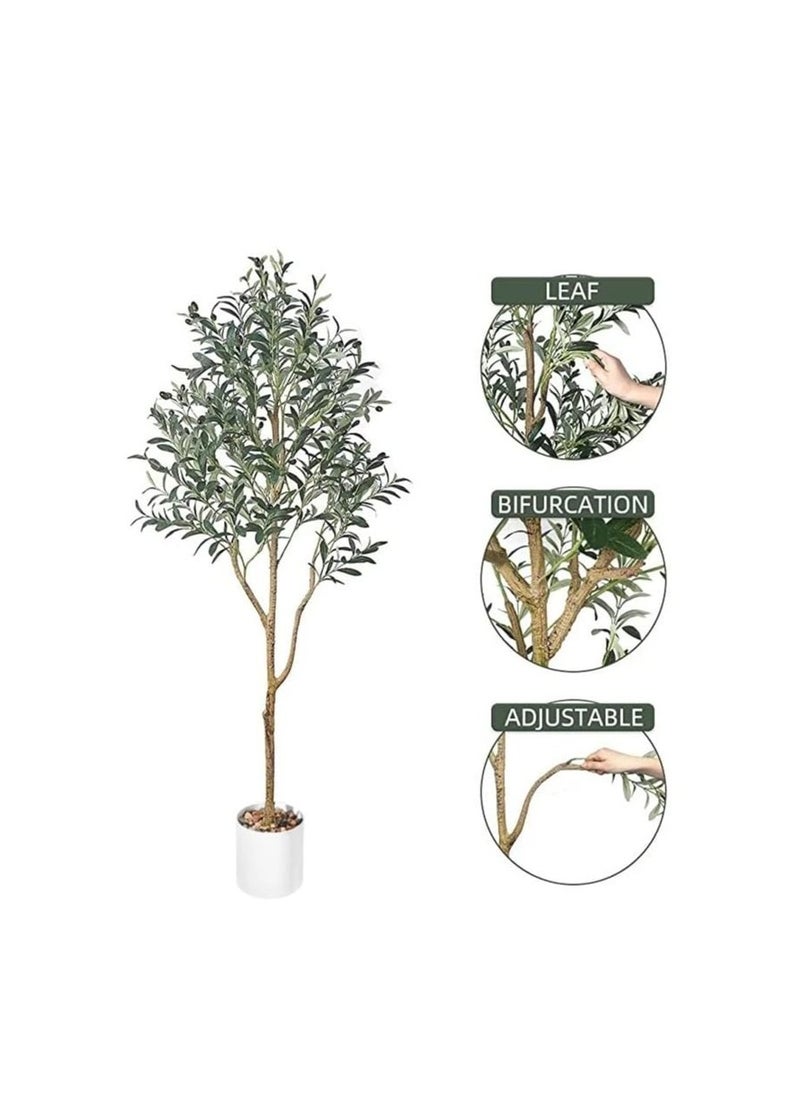 AL KHALDIYA Tall Artificial Olive Tree with Large Artificial Olive Plant with Fake Olive Gifts and Fruits for Modern Decoration at Home, Office or Living Room Indoor.  - Image 2