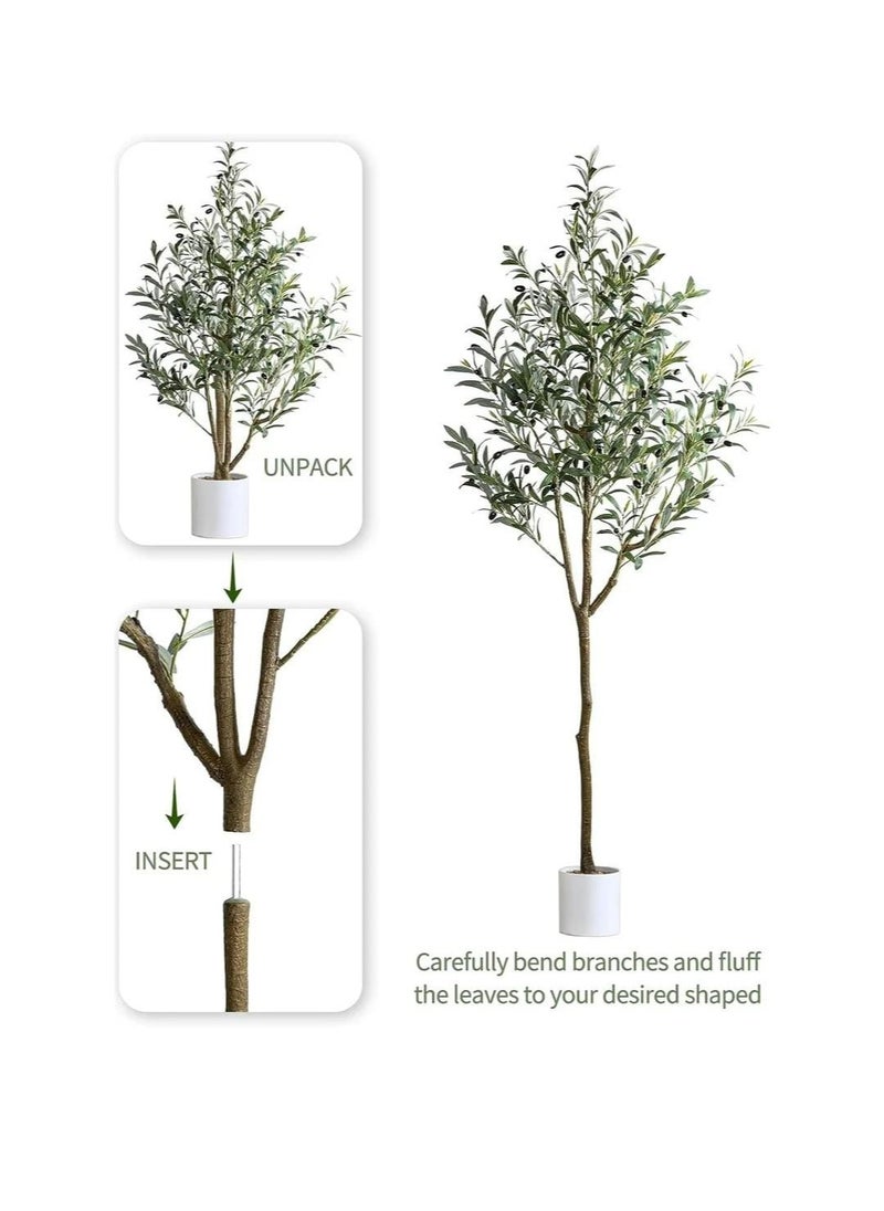 AL KHALDIYA Tall Artificial Olive Tree with Large Artificial Olive Plant with Fake Olive Gifts and Fruits for Modern Decoration at Home, Office or Living Room Indoor.  - Image 3