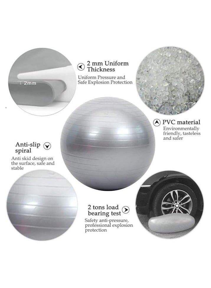 YOGA Pilates Balls - 45 cm/55 cm/65 cm/75 cm/85 cm/95 cm Anti-Burst Exercise Ball Included Pump for Yoga, Balancing, Fitness, Training (Red & Blue & Blue & Purple Pink & Silver)  - Image 3