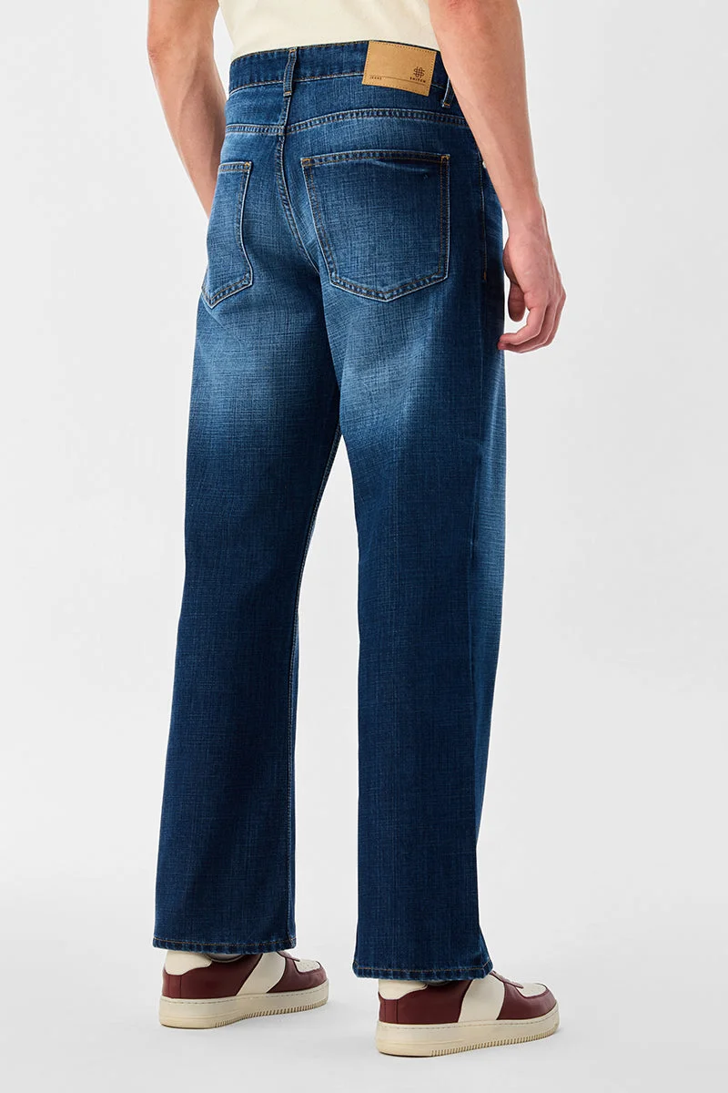 SNITCH Dark Blue Dark Blue Solid Flared Fit Casual Jeans for Men | Best Price UAE