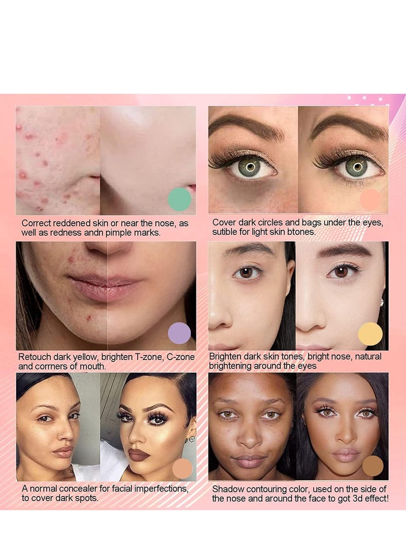 Generic Color Corrector Palette, 6 in 1 Concealer Contour Palette, Color Corrector for Dark Circles,Redness, Brighten, Cream Concealer, Professional Makeup Colour Correcting Palette  - Image 3