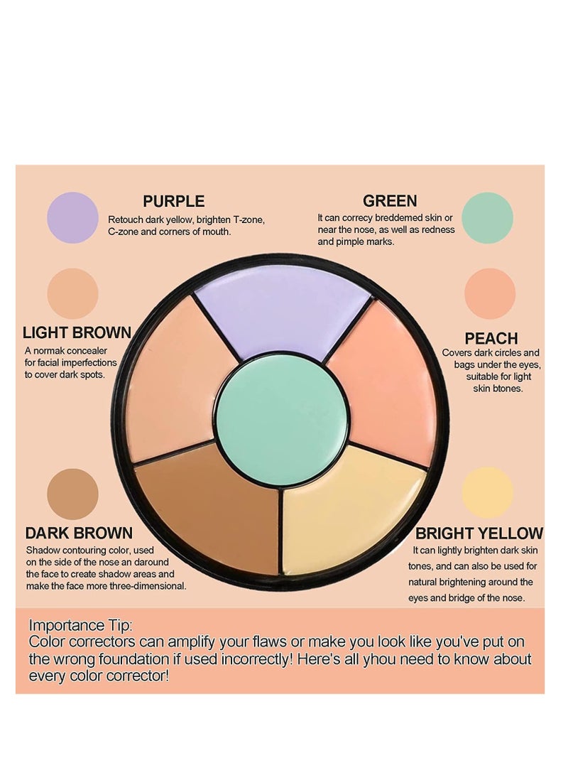 Generic Color Corrector Palette, 6 in 1 Concealer Contour Palette, Color Corrector for Dark Circles,Redness, Brighten, Cream Concealer, Professional Makeup Colour Correcting Palette  - Image 2