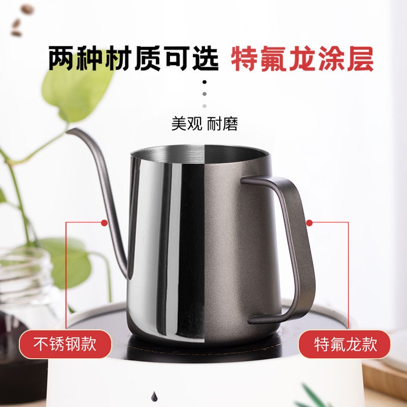 304 Stainless Steel Hand Coffee Pot Slender Mouth Hand Coffee Pot Household Drip Hanging Ear Handle Outdoor Coffee Pot - Image 3