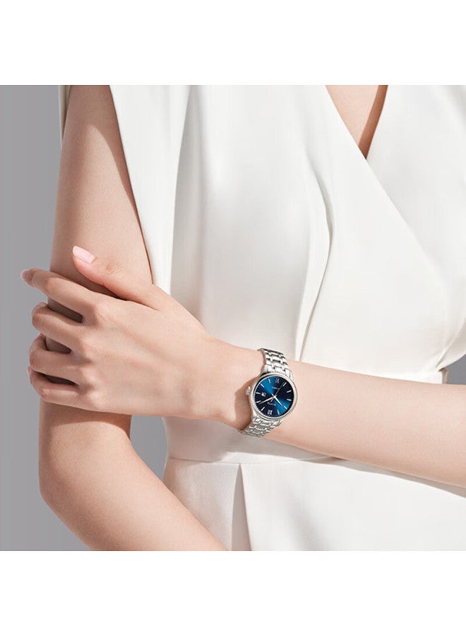 Fiyta Classic Series Women's Watch Simple Business Style Blue Dial Steel Strap Ladies Mechanical Wrisch Holiday Gift - Image 2