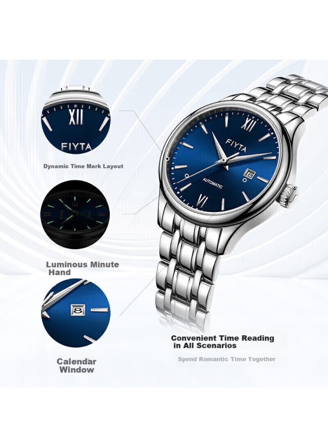 Fiyta Classic Series Women's Watch Simple Business Style Blue Dial Steel Strap Ladies Mechanical Wrisch Holiday Gift - Image 4