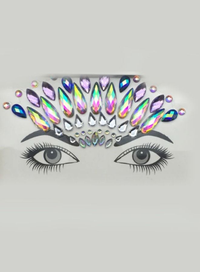 خيشة ملصق تاتو للوجه لامع ومرصع بالكريستال على شكل حورية البحر