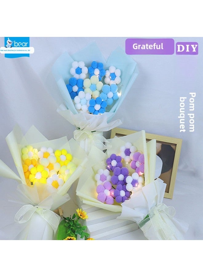 Children's Diy Fluffy Ball Bouquet Thanksgiving Kindergarten Handmade Creative Material Package Gift-Color:Yellow System (can Do About 6 Flowers, A Complete Set Of Materials) - Image 2