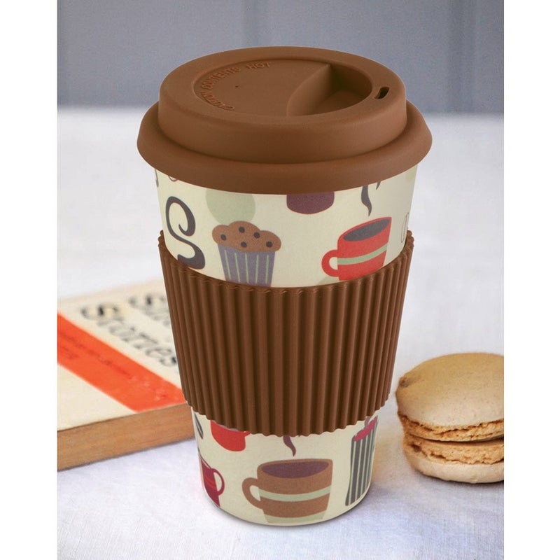 Freelance Bamboo Fibre Eco Travel Mug, 400ml, Brown - Coffee Mugs with Silicon Lid & Sleeve - Eco-Friendly Sustainable Bamboo Fiber Cup for Hot/Cold Drinks - Ideal for Travel, Office, Home Use - Image 5