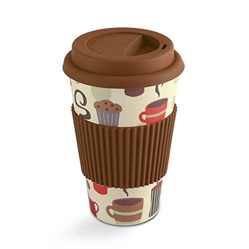 Freelance Bamboo Fibre Eco Travel Mug, 400ml, Brown - Coffee Mugs with Silicon Lid & Sleeve - Eco-Friendly Sustainable Bamboo Fiber Cup for Hot/Cold Drinks - Ideal for Travel, Office, Home Use - Image 2