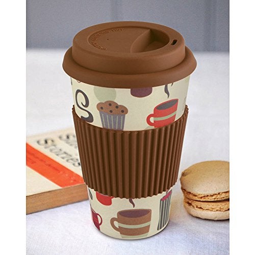 Freelance Bamboo Fibre Eco Travel Mug, 400ml, Brown - Coffee Mugs with Silicon Lid & Sleeve - Eco-Friendly Sustainable Bamboo Fiber Cup for Hot/Cold Drinks - Ideal for Travel, Office, Home Use - Image 1