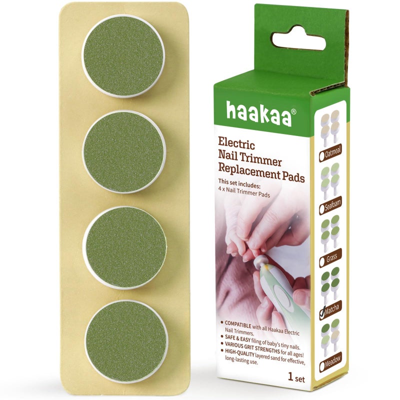 haakaa Electric Nail Trimmer Replacement Pads Baby Nail Trimmer Heads Compatible with All haakaa Nail Trimmers, Suitable for 12+Months, Matcha - Image 1