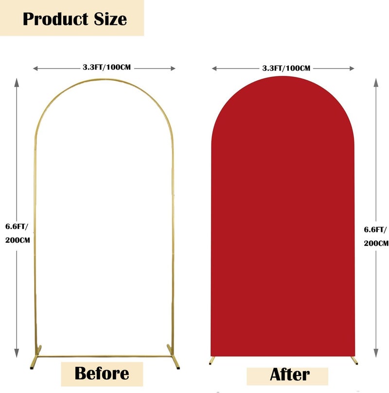 Maiangel 6.6FT Wedding Arch Cover Spandex Fitted Stretchy Arch Stand Covers,2-Sided Round Top Chiara Backdrop Cover for Party Birthday Ceremony Banquet Baby Shower Banquet Arch Decoration(Red) - Image 2