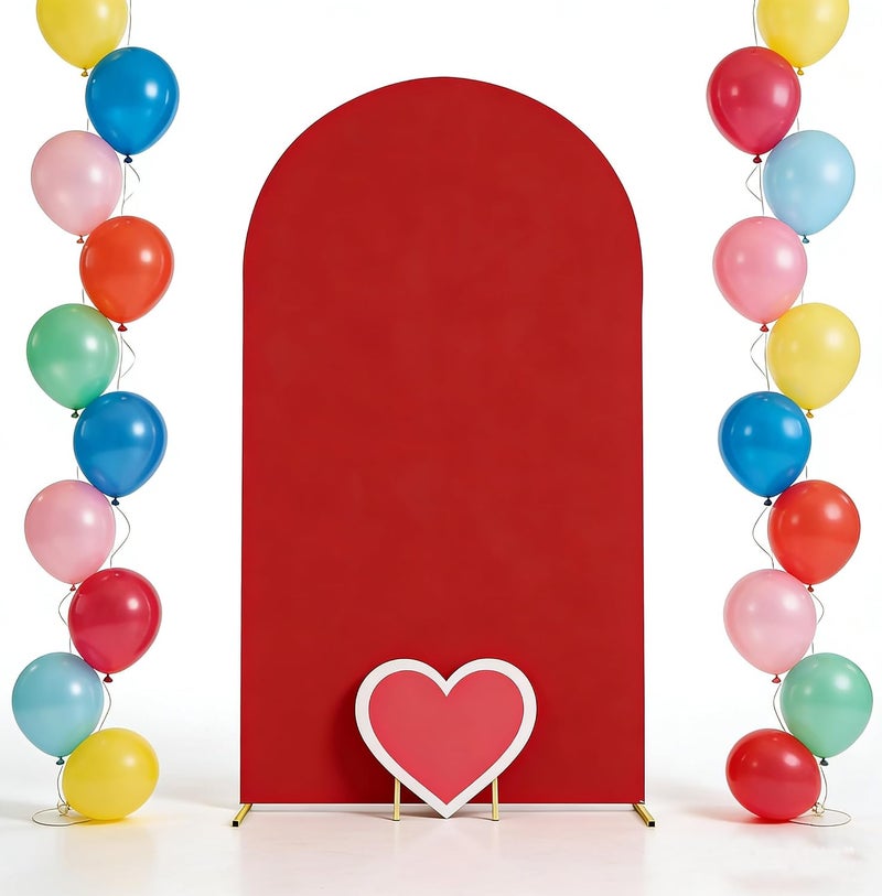 Maiangel 6.6FT Wedding Arch Cover Spandex Fitted Stretchy Arch Stand Covers,2-Sided Round Top Chiara Backdrop Cover for Party Birthday Ceremony Banquet Baby Shower Banquet Arch Decoration(Red) - Image 3