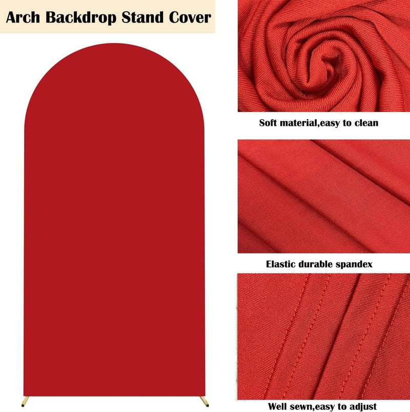 Maiangel 6.6FT Wedding Arch Cover Spandex Fitted Stretchy Arch Stand Covers,2-Sided Round Top Chiara Backdrop Cover for Party Birthday Ceremony Banquet Baby Shower Banquet Arch Decoration(Red) - Image 4