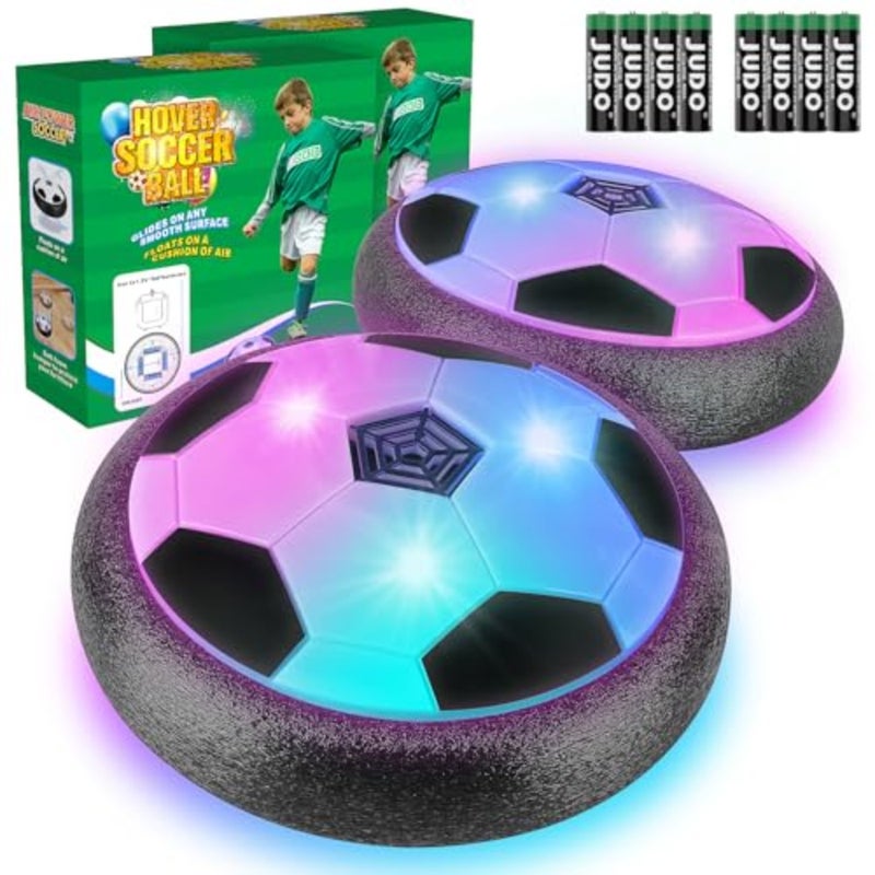 2 Pack Hover Soccer Ball with 8 Pcs Batteries, Air Floating Soccer Toy with LED Lights and Foam Bumper, Indoor Games for 4-8-12, Birthday Toys for 3 4 5 6 7 8 9 Year Old Boys Girls - Image 1