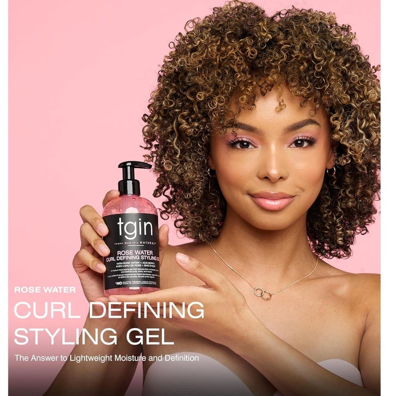 Tgin Rose Water Curl Defining Styling Gel with Rose Water & Acai Berry – Frizz Control Hair Gel for Curly, Wavy & Natural Hair – Soft Hold Hydrating Styling Gel, Sulfate Free - Image 2