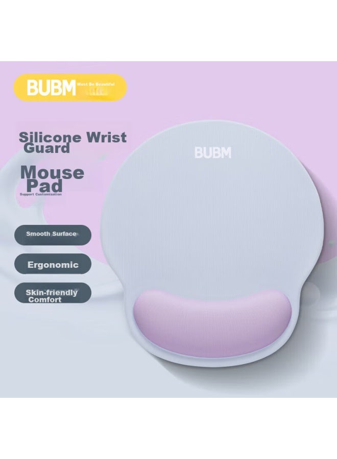 Bubm Wrist Rest For Women, Wrist Pad, Creative Simple Laptop Mouse Wrist Support, Non-slip Mouse Pad, Hand And Wrist Protection, Silicone Mouse Pad For Men, Smog Blue + Purple - Image 1