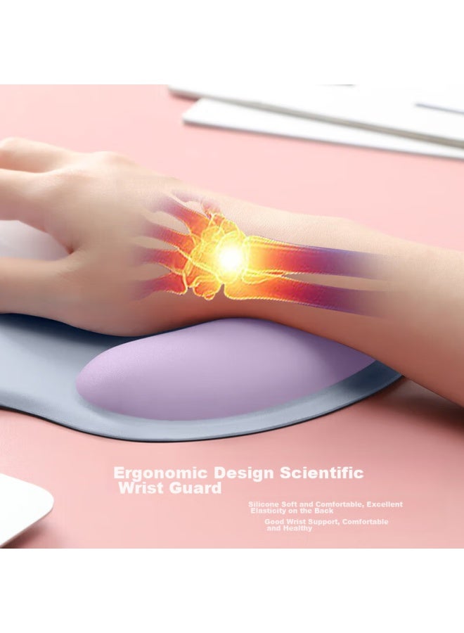 Bubm Wrist Rest For Women, Wrist Pad, Creative Simple Laptop Mouse Wrist Support, Non-slip Mouse Pad, Hand And Wrist Protection, Silicone Mouse Pad For Men, Smog Blue + Purple - Image 2